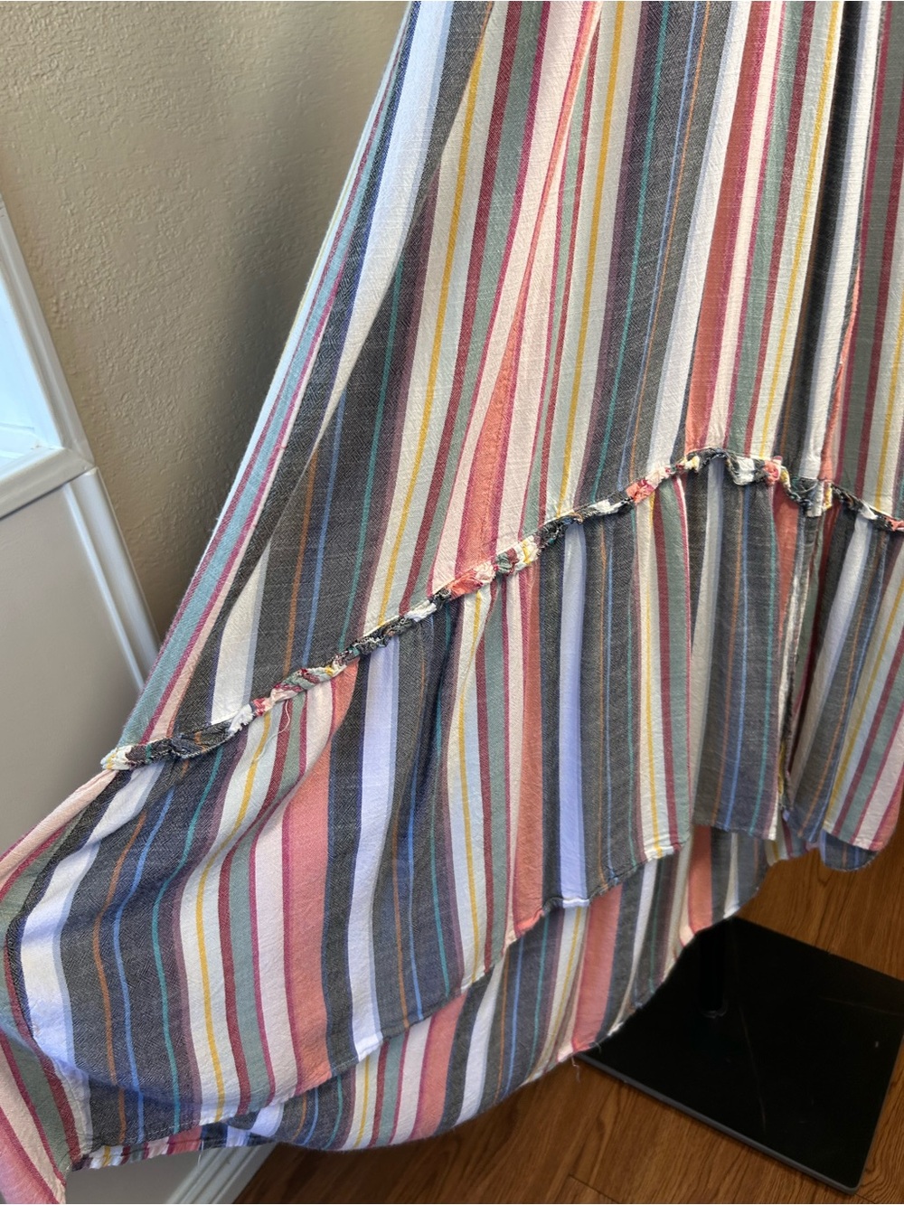 Angie Striped Smocked Maxi Dress, multicolored, bohemian, relaxed style, size L - Picture 8 of 9